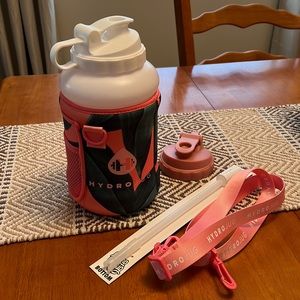 HydroJug with Palm Tree sleeve & extras, like new